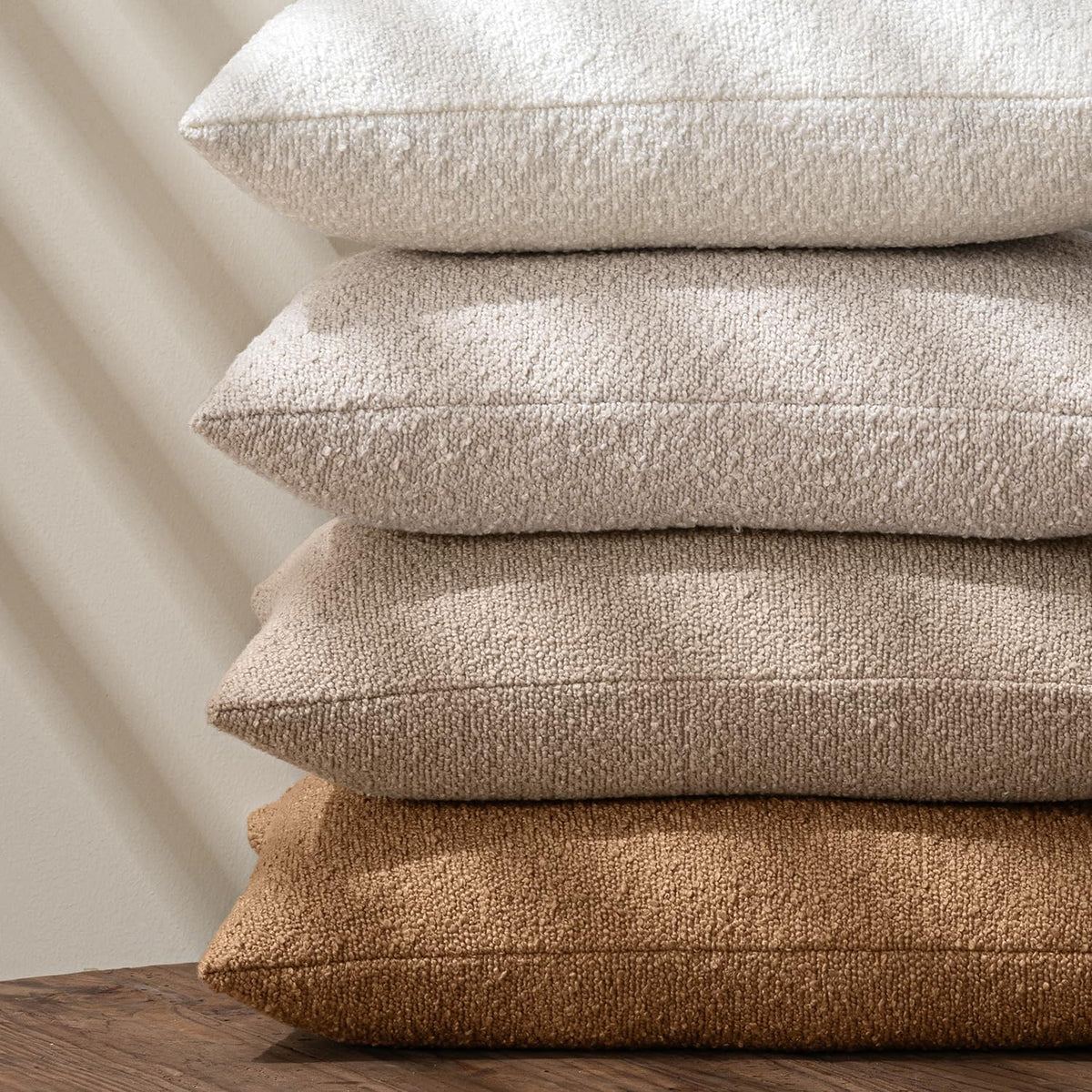 MIULEE 24x24 Decorative Euro Sham Boucle Couch Pillow Covers Camel