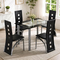 Karl home 5-Piece Dining Table Set, W/ 4 PVC Chairs & Glass Dining Table