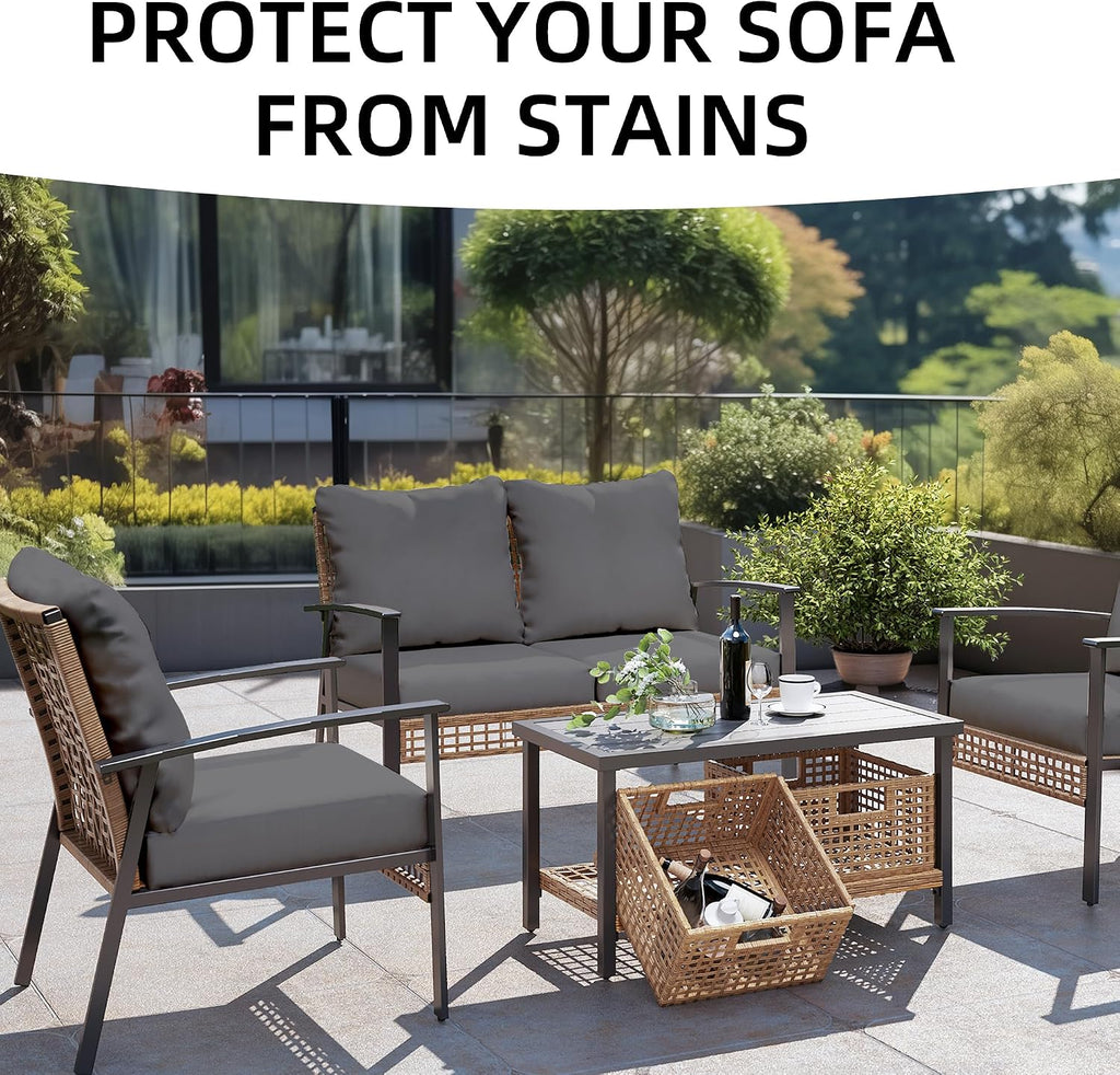 8PCS Patio Cushion Covers.Patio Furniture Couch SeatSlipcovers (Grey, 12PCS)