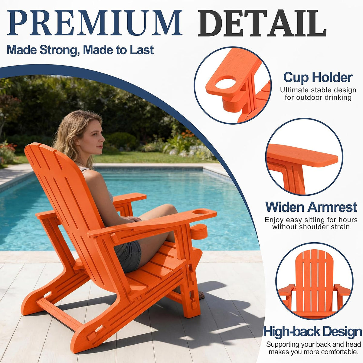 vongrasig adirondack chairs set of 2 with removable, side view