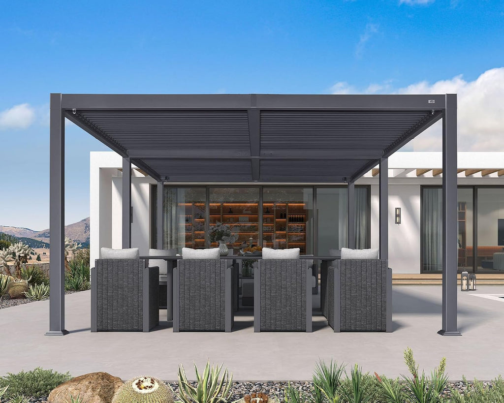 PURPLE LEAF Louvered Pergola 13' x 20' Aluminum Pergola w/Independent Roof
