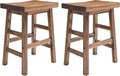 Alaterre Durango Solid Wood Rustic Bar Stool Set of 2, Natural, 26-Inch