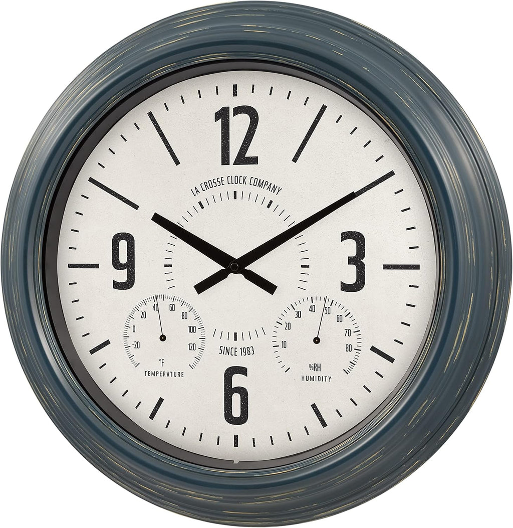 La Crosse Clock 433-3838 18.4" Hamilton Indoor/Outdoor Metal Analog Quartz Clock