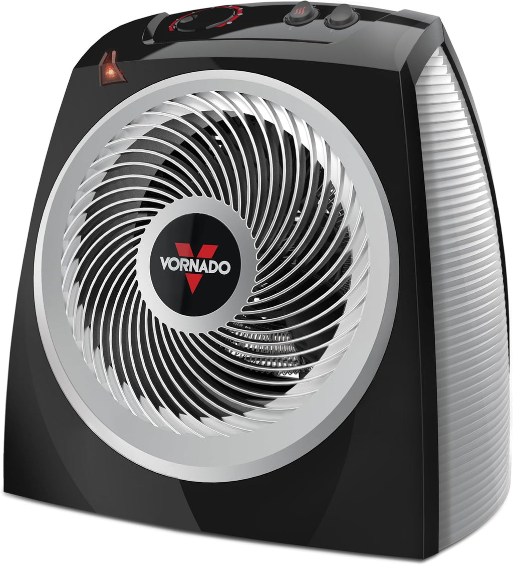 Vornado VH10 (2025) Space Heater for Indoor Use, Adjustable Thermostat, 2 Heat Settings, Advanced Safety Features, Integrated Carry Handle, Large Heater for Bedroom and Living Room, Quiet, Black