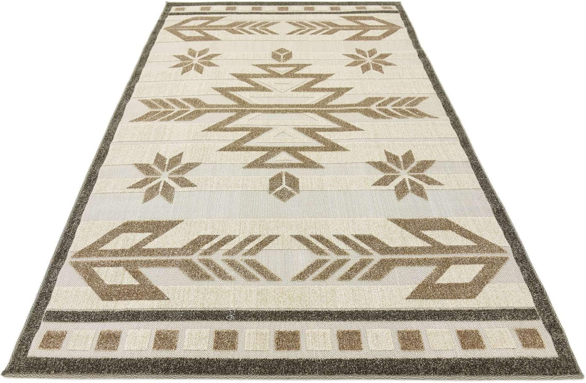 Unique Loom Outdoor Modern Collection Area Rug - Albuquerque (5' x 8' Rectangle, Beige/ Brown)