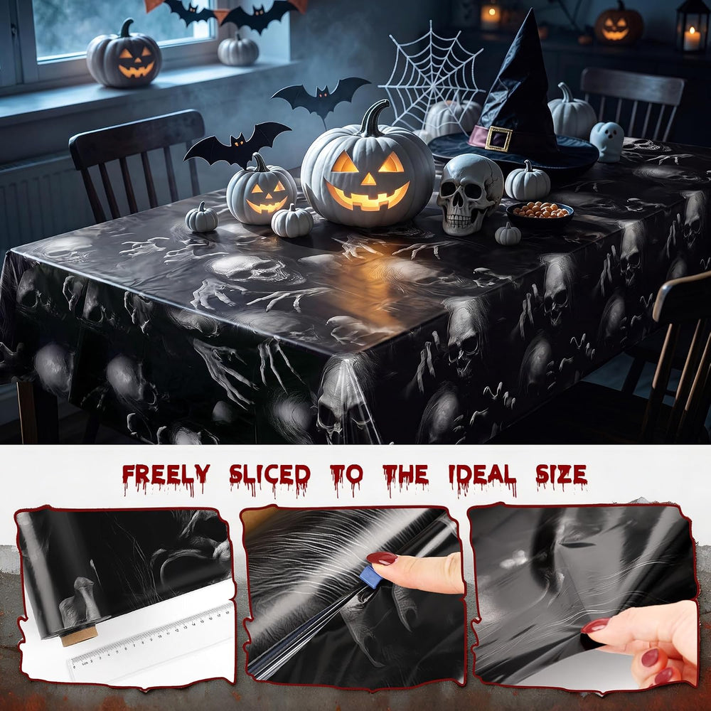 Kochorie 100 Ft x 54 Inch Halloween Graveyard Skeleton Tablecloth Roll with C...