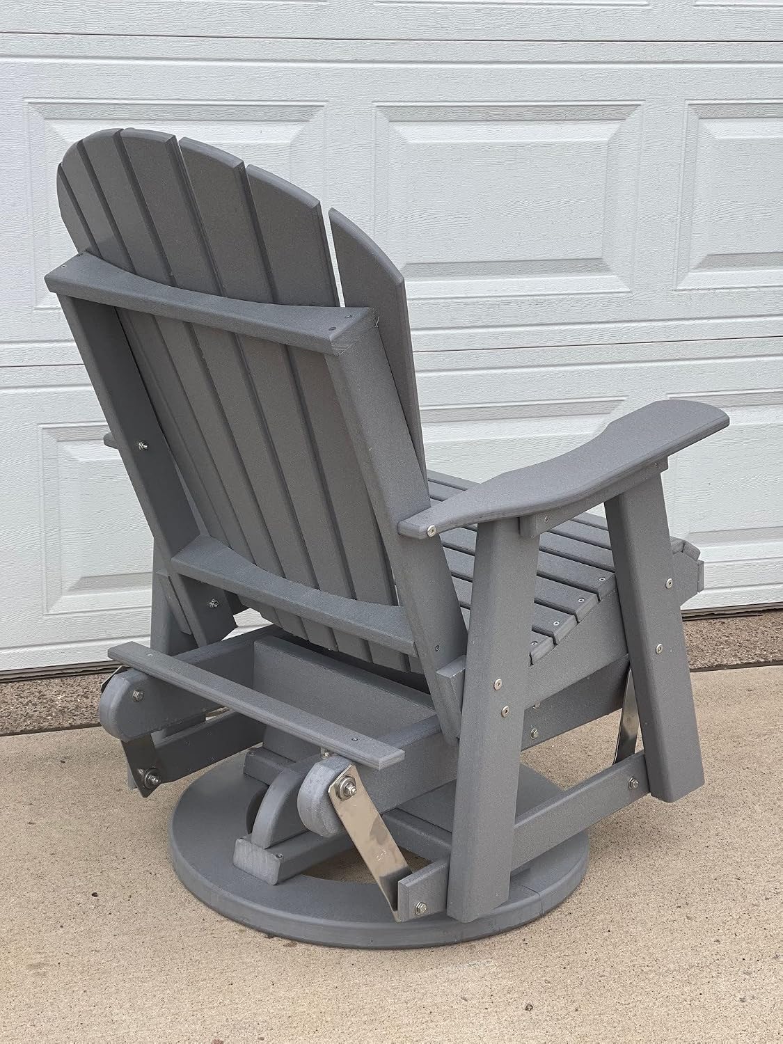 Phat Tommy Glider for Outside Patio - Outdoor Swivel Glider Chair - Poly Outdoor Furniture, Adirondack Porch Glider Chair, Weatherwood