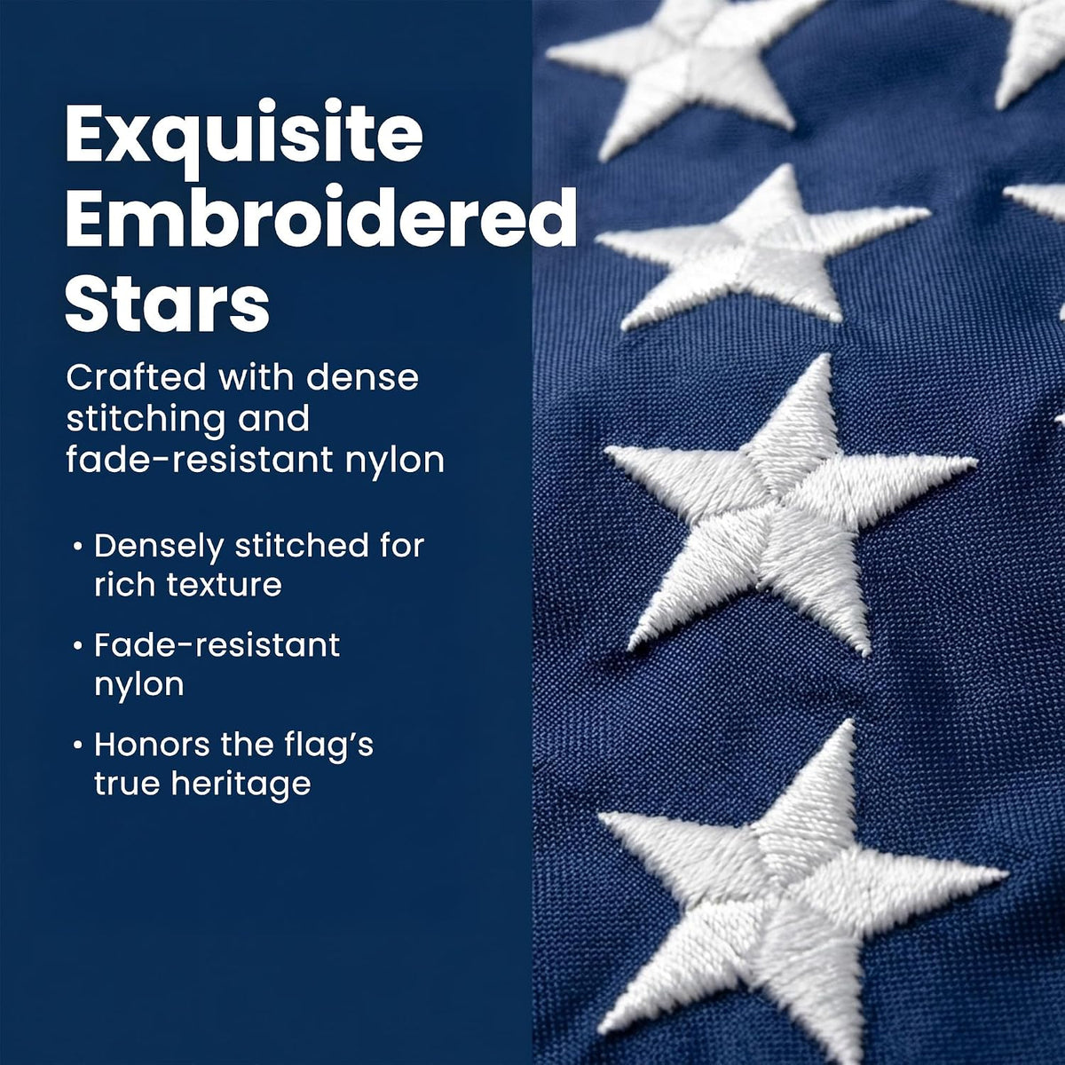 American Flag with Embroidered Stars and Sewn Stripes, Nylon - 30x60 ft