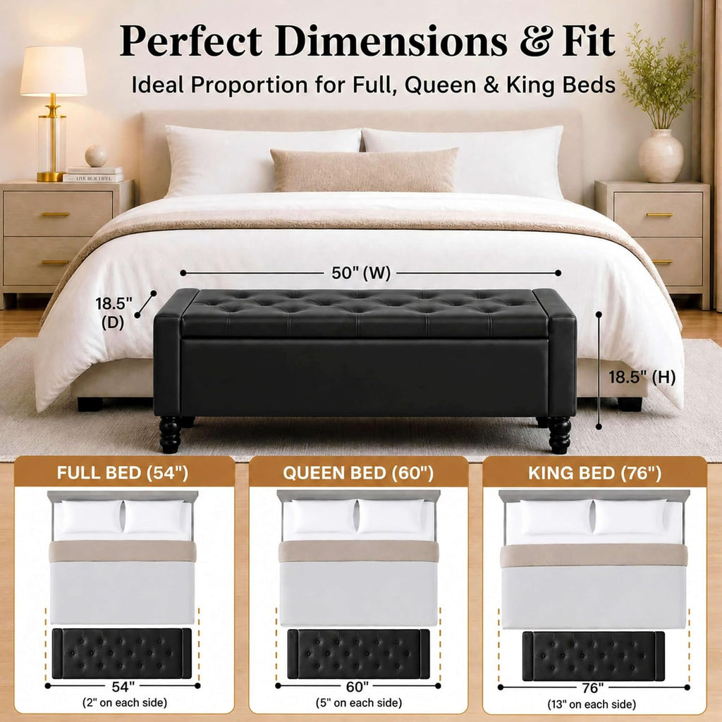 50 inch faux leather storage ottoman bench for shown in use