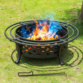 Panovue 36 Inch Outdoor Fire Pit with 2 Loops Spark Screen Black