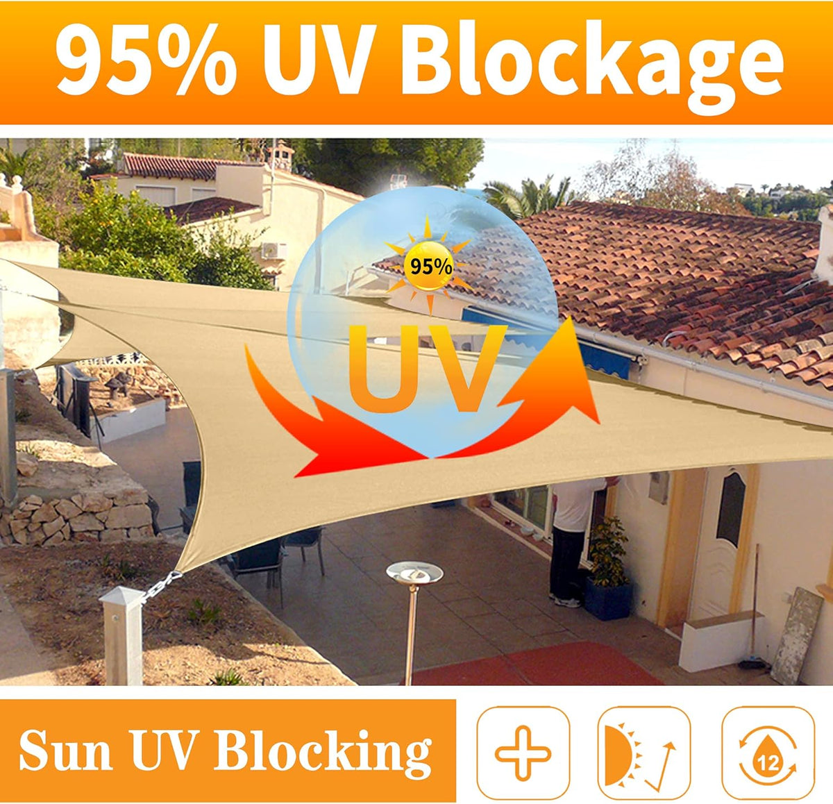 18' x 18' x 20' Gray Triangle Sun Shade Sail SSPRT24 Canopy Durable Fabric UV Block Awning, We Make Custom Orders