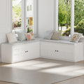 63 inches L-Shaped Storage Bench with Cushion Seat Corner Dining Bench