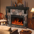 36inch Electric Fireplace with Mantel, Stone Fireplace Heater