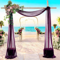 MDS Halloween Chiffon Draping Fabric - 2 Panel, 30" Wide x 100ft Long - Sheer Spooky Arbor & Canopy Drapery for Haunted House Backdrops, Party Ceilings, DIY Costumes & Themed Events - Eggplant (Pack of 2)