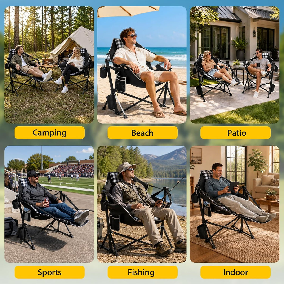 ZENPETIO Hammock Camping Chair with Footrest, Thick Padded Cushion, 500 lbs