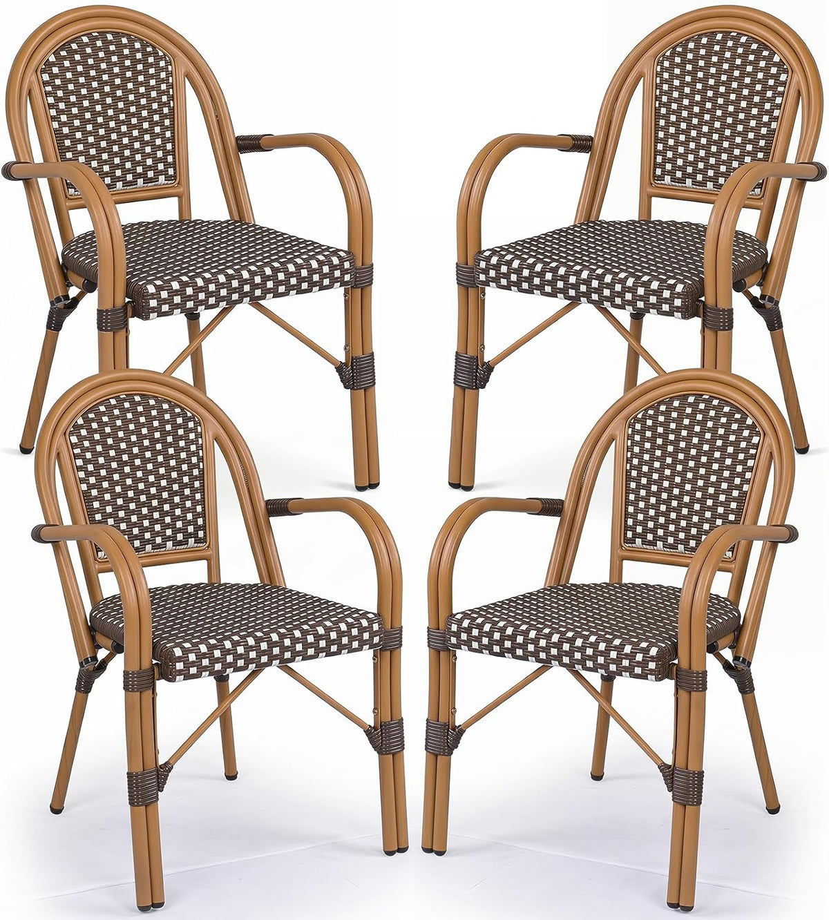 Tangkula Wicker Patio French Bistro Dining Chairs Set of 4