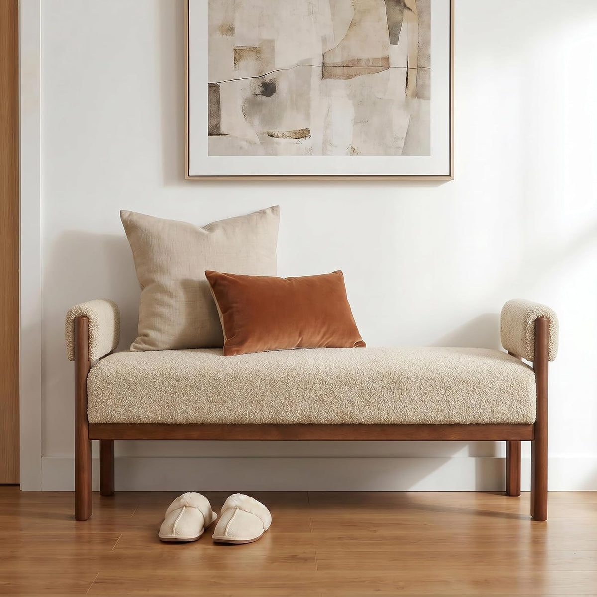 vknow 51.8”end of bed bench upholstered bedroom bench on a desk or shelf
