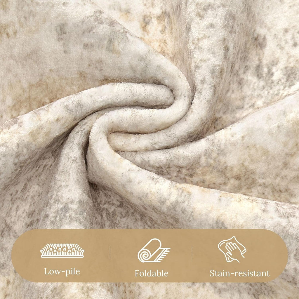 cotiled 10x12 Area Rug for Living Room: Washable Soft Abstract Rugs Beige