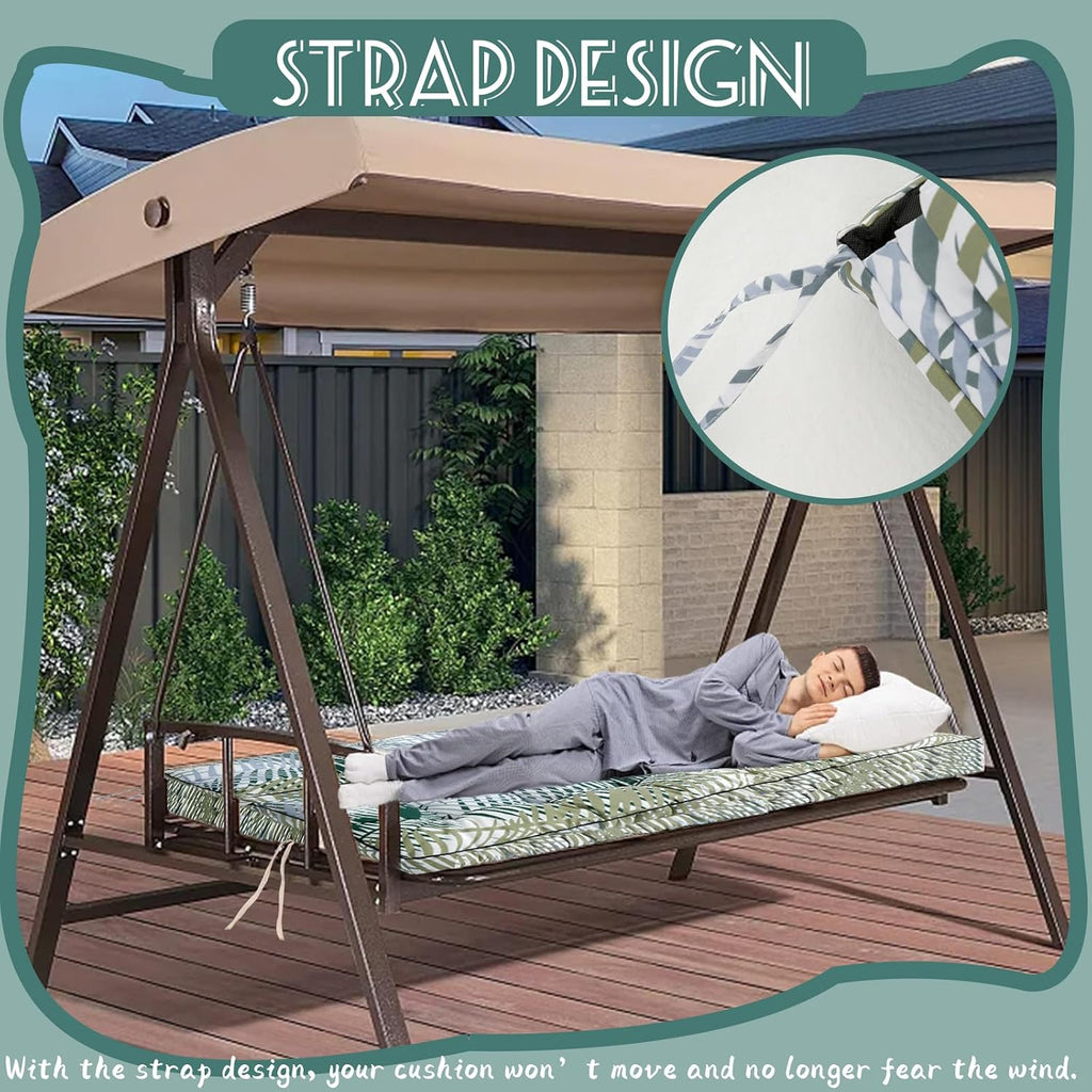 Outdoor Porch Swing Cushions Replacement, Bamboo Leaf, 40x55 inch