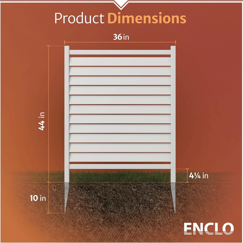 Enclo Waverly Privacy Screen, White Vinyl DIY No Dig Kit