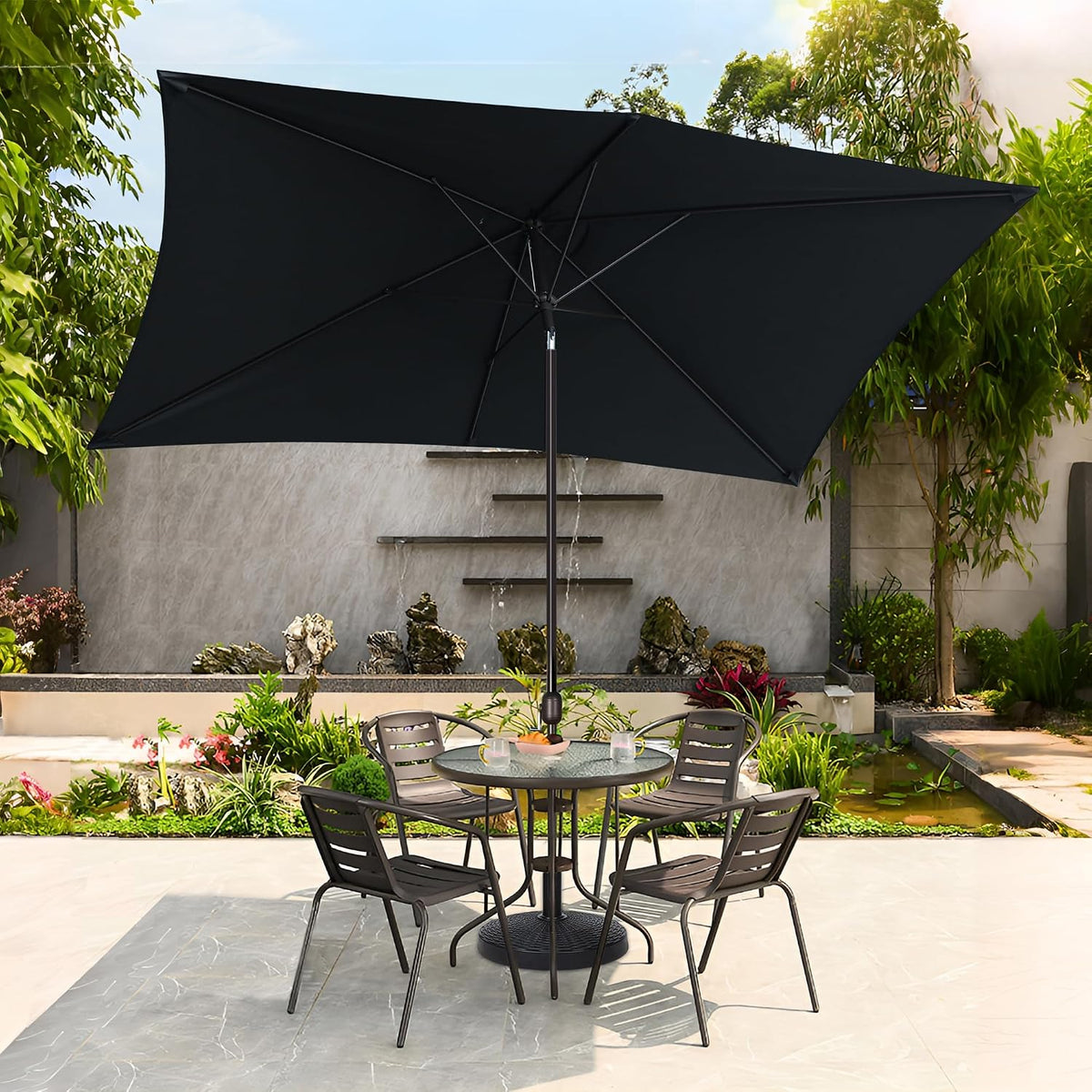blissun rectangular patio umbrella, table market umbrella with, package contents