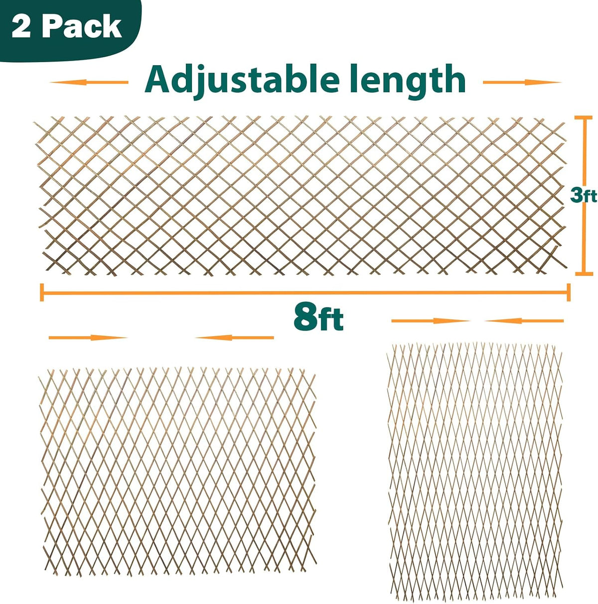 natural willow lattice 2 pack, willow expandable fence shown in use