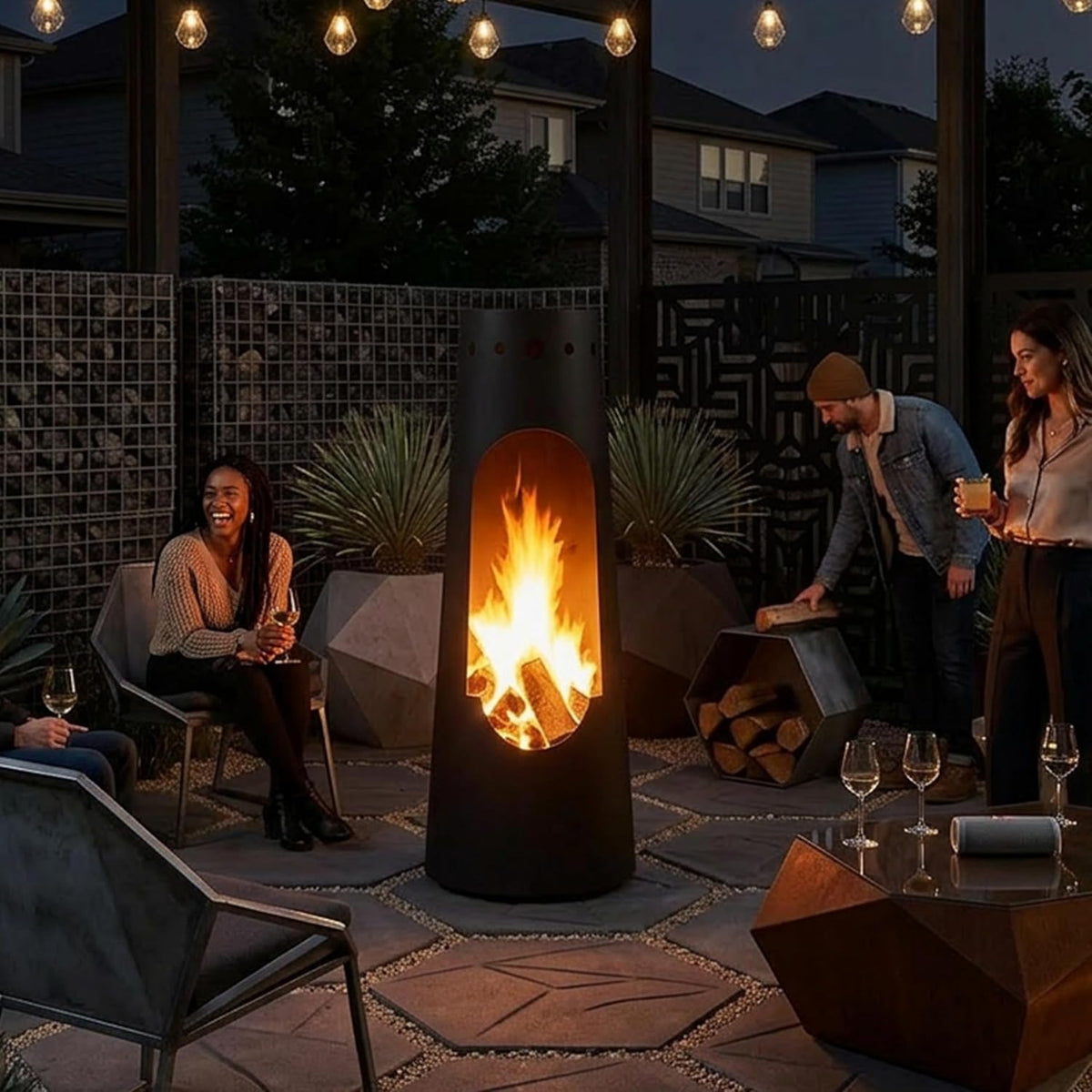 Sunnydaze Santa Fe Large Wood Burning Chiminea Outdoor Fireplace, 50"