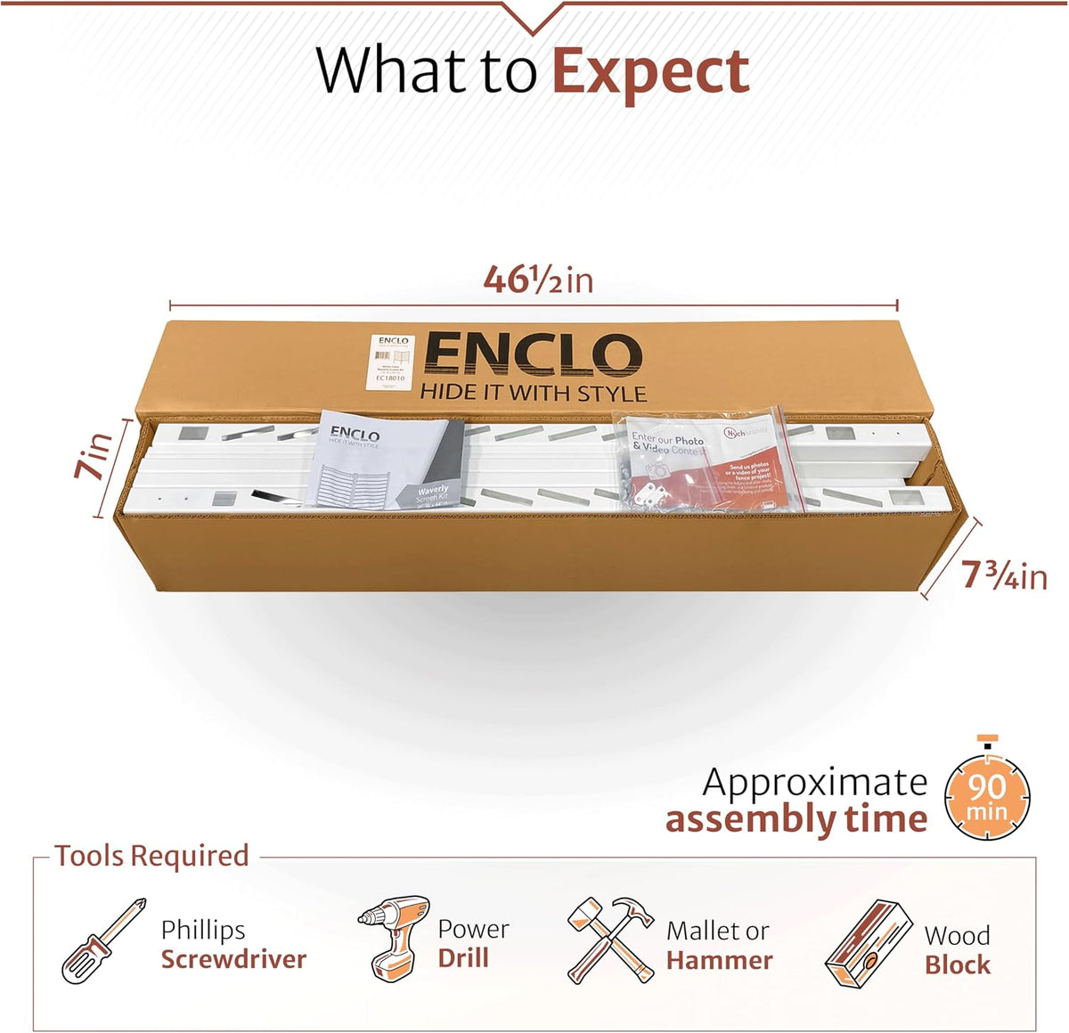 Enclo Waverly Privacy Screen, White Vinyl DIY No Dig Kit
