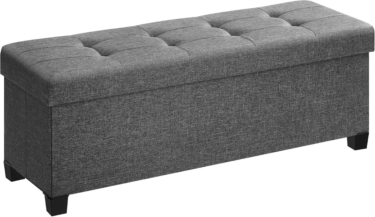 SONGMICS Storage Ottoman Bench, Foldable Foot Rest with Legs