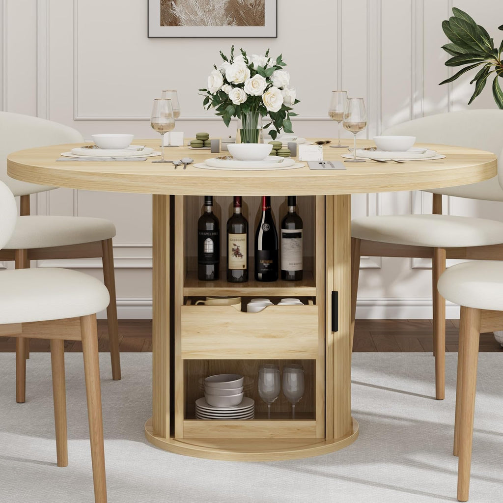 IDEALHOUSE 47" Round Dining Table for 4-6, Modern Farmhouse Kitchen Table