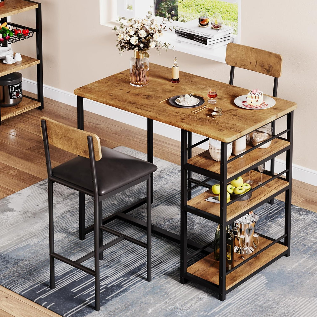 bar table and chair set with 3 shelves, package contents