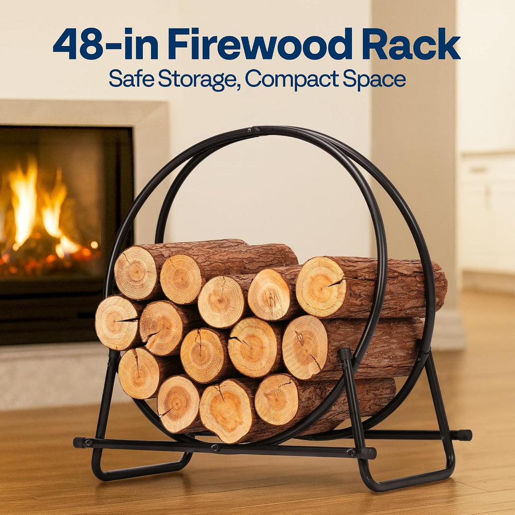 vivohome 48 inches firewood log rack hoop with, close-up detail