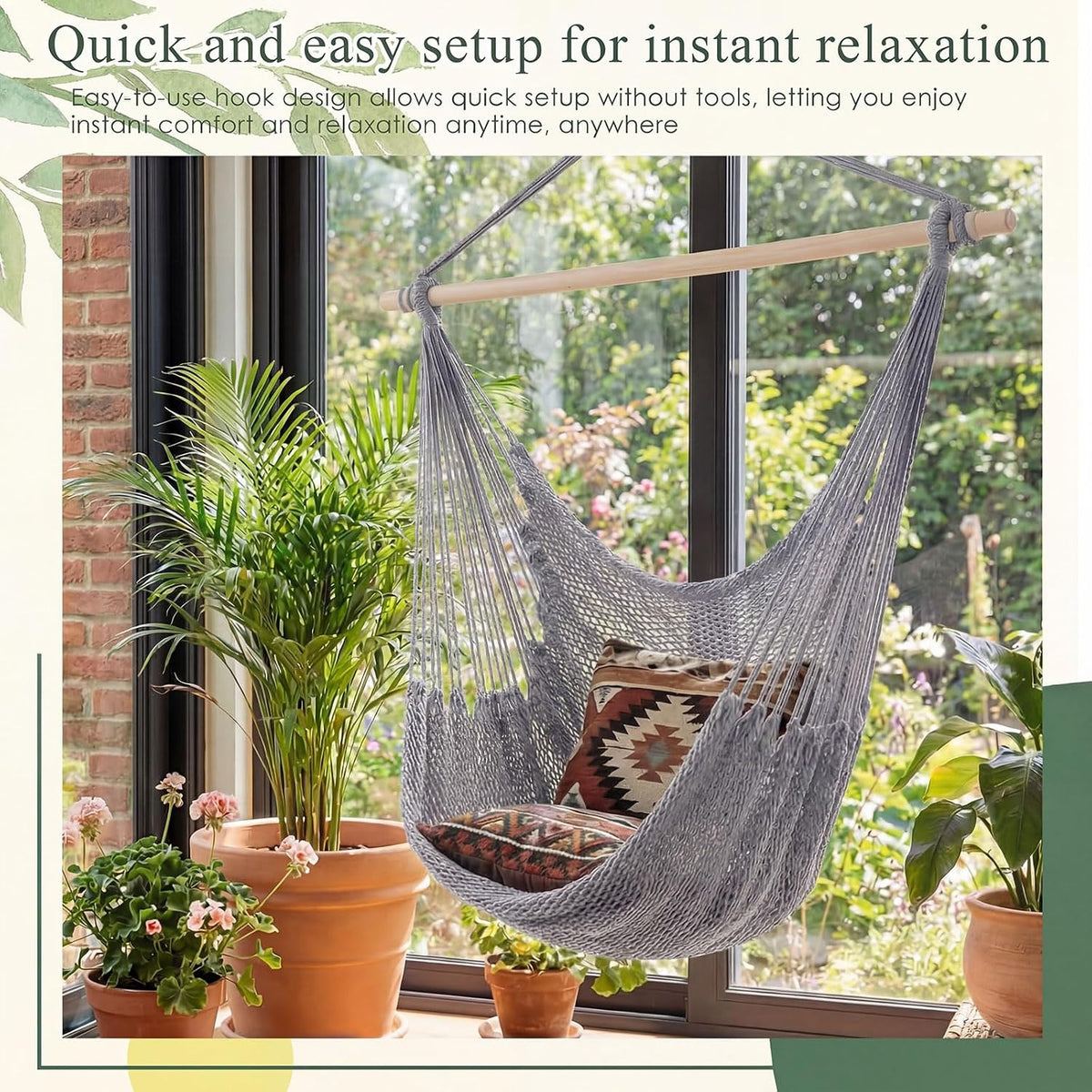 barydat 2 pcs hanging hammock chair boho swing showing dimensions