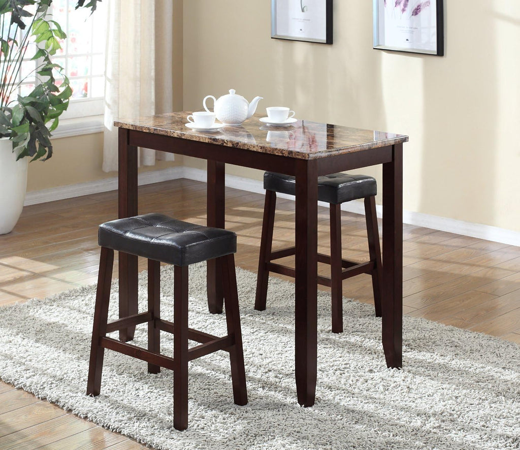 roundhill furniture 3-piece counter height glossy print marble shown in use