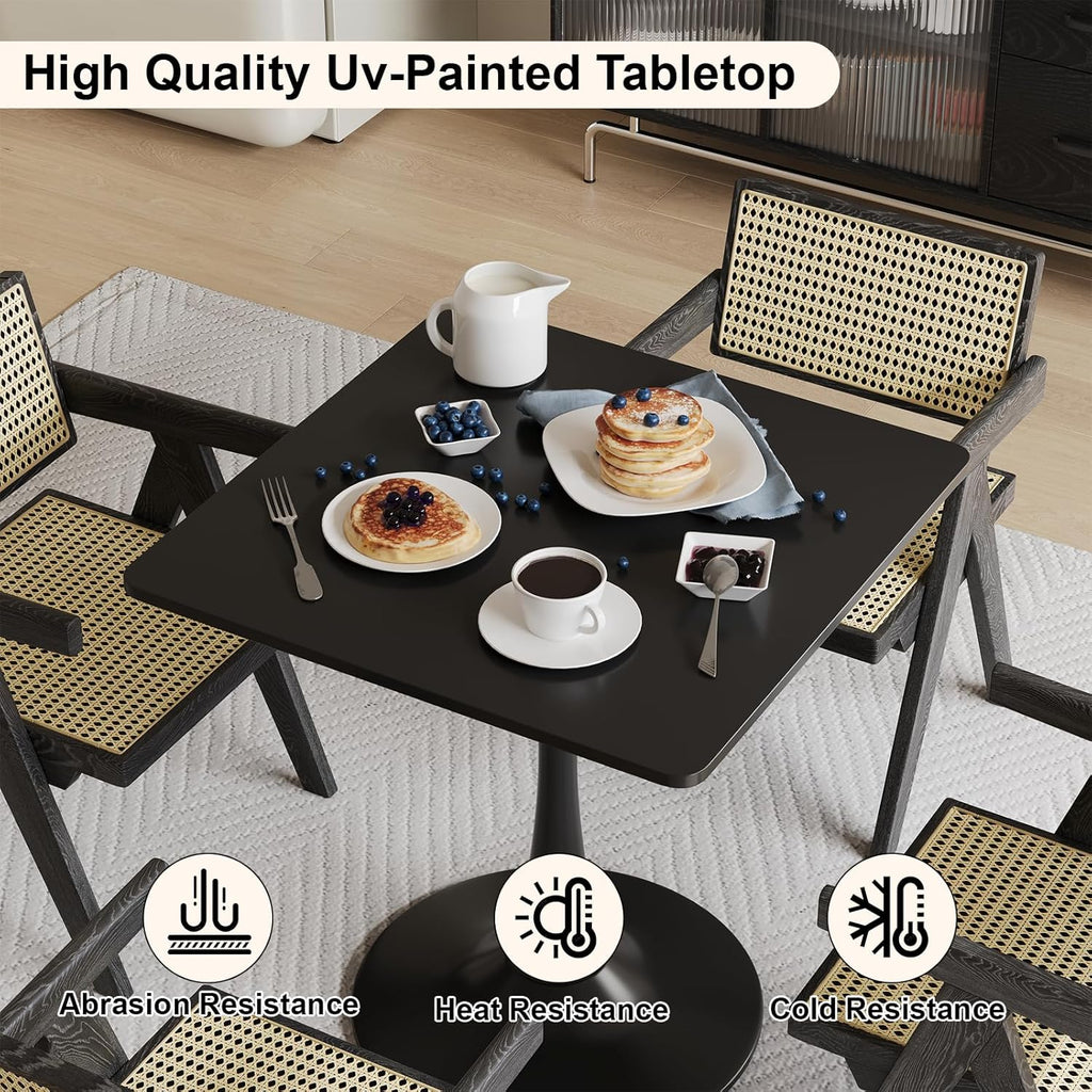 24 inch Black Small Dining Table for 2 or 4 person,24x24 Square Tulip Table