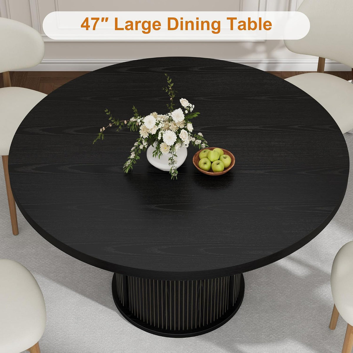 IDEALHOUSE 47" Round Dining Table for 4-6, Modern Farmhouse Kitchen Table
