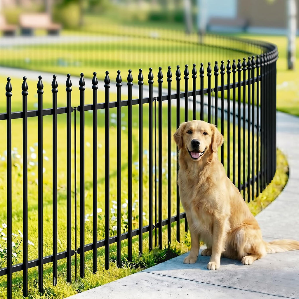 Thealyn 36"H x 28"W Metal Garden Fence, No Digging, Animal Barrier,11.6 Ft