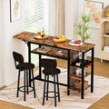 Bar Table and Chairs Set, 59'' Counter Height Dining Table Set with Storage