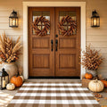 Fall Door Mat 3'x5'Brown and White Buffalo Plaid Rug Fall Front Porch Decor
