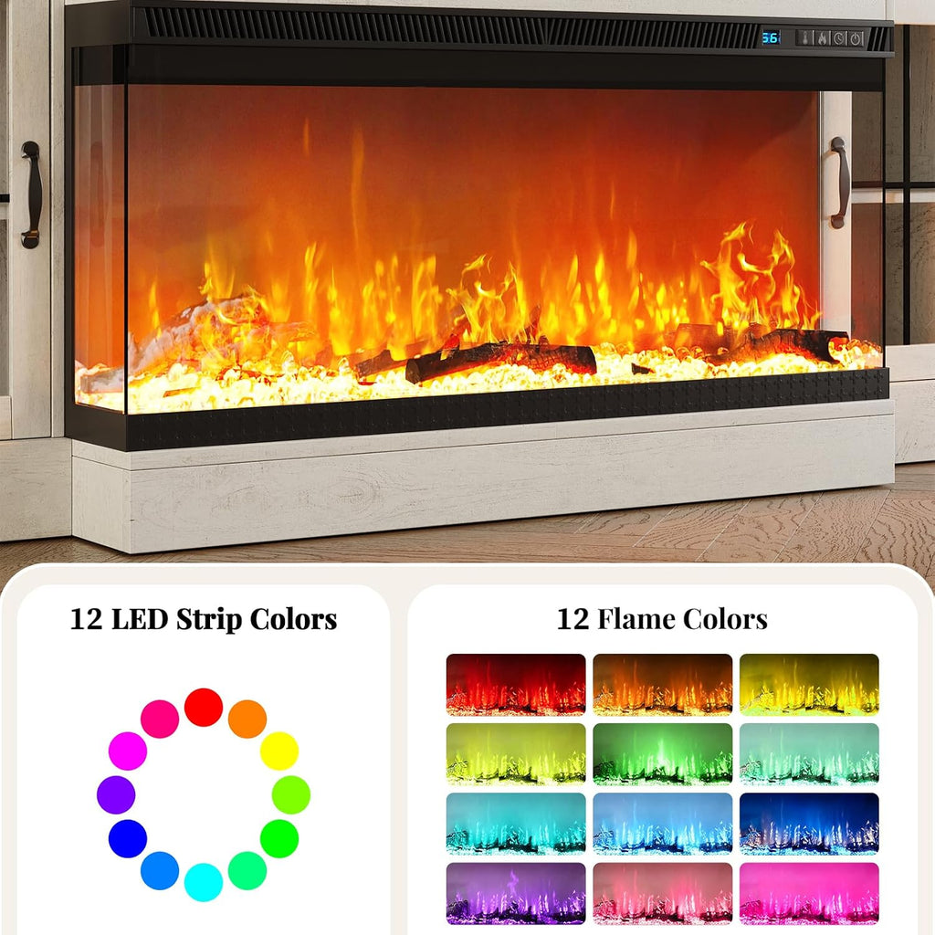 70" Fireplace TV Stand for TVs Up to 80" & Adjustable Shelves, White