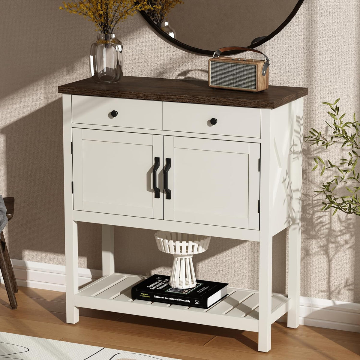ChooChoo Farmhouse Console Table, 33.5" W Entryway Cabinet with Drawer