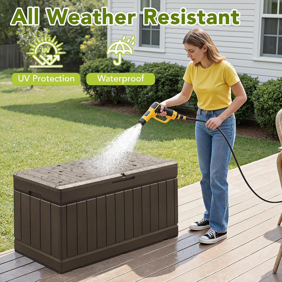 Devoko 78 Gallon Deck Box, Waterproof Resin Outdoor Storage Box