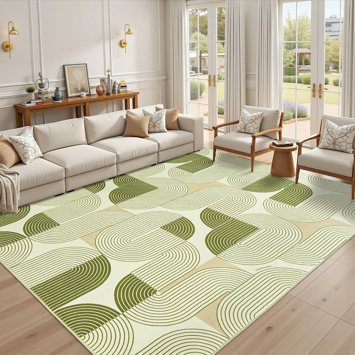 8x10 Area Rugs Washable Living Room Rug - Non-Slip Carpets Modern Rug