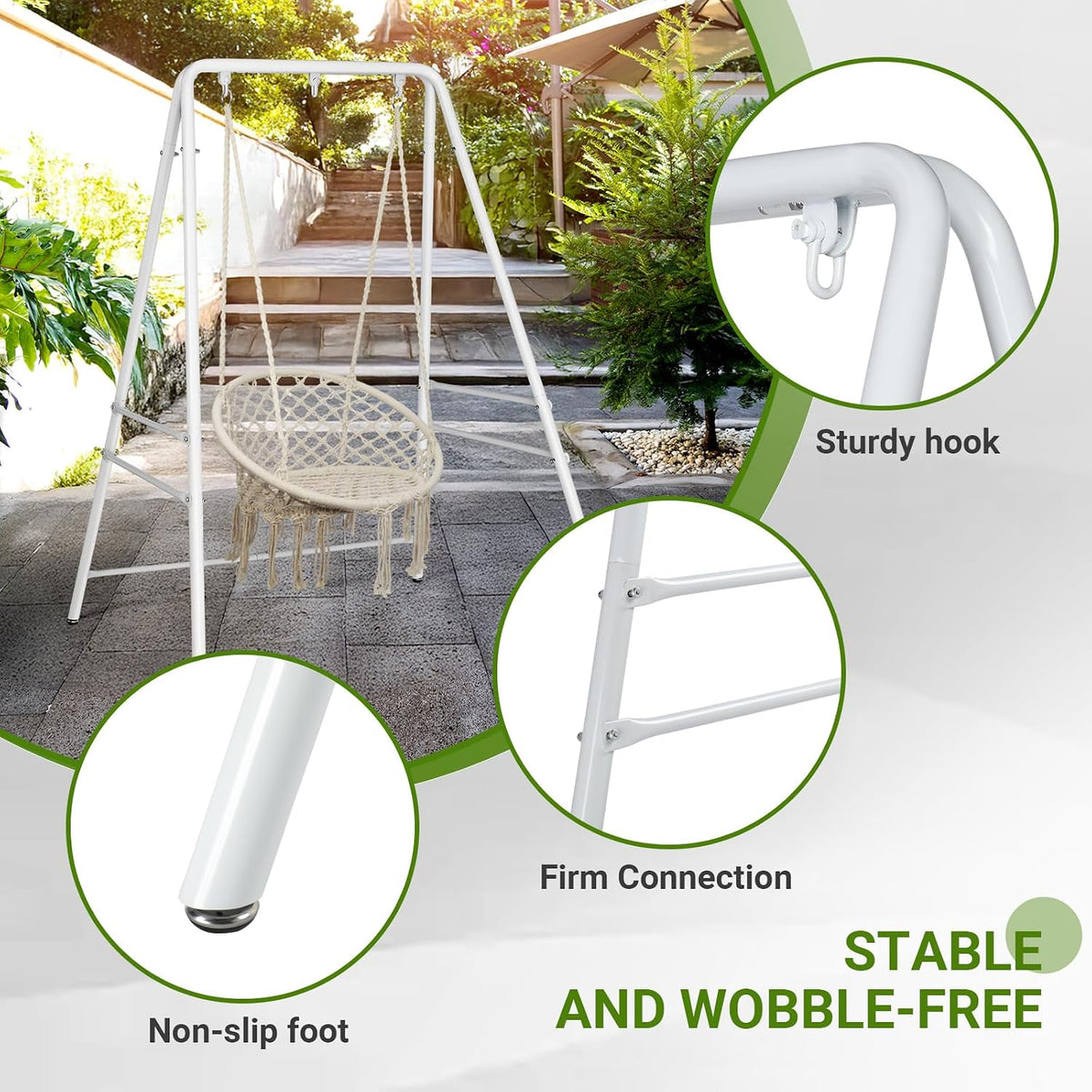 Outvita Metal A-Frame Hammock Chair Stand with 3 Hanging Holes