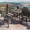 YKSY&YKSY Patio Bistro Set.Rust-Resistant Cast Aluminum Bistro Table Set with Umbrella Hole for Backyard (Crown Copper)