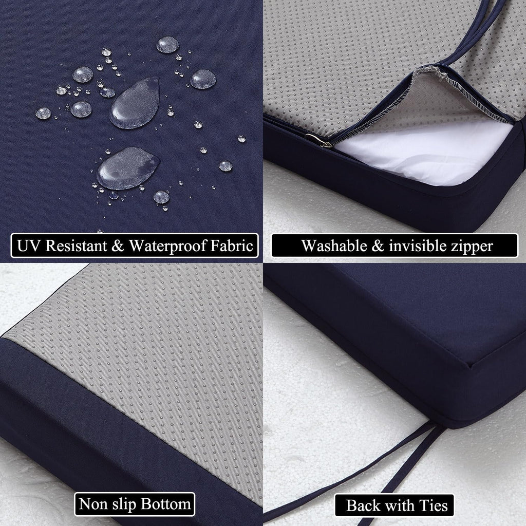 3 Piece Patio Furniture Cushions Replacement Waterproof Outdoor Chair and Bench Cushion Set UV Resistant Wicker Loveseat Cushions 44x19 Inch