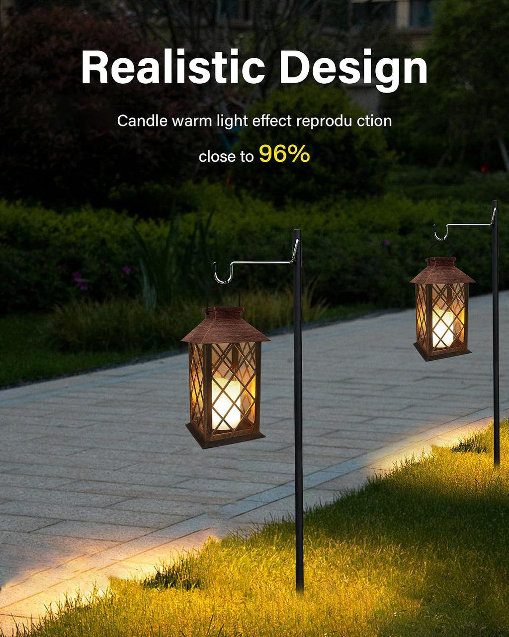 shymery solar lanterns, hanging outdoor lantern with lasts showing dimensions