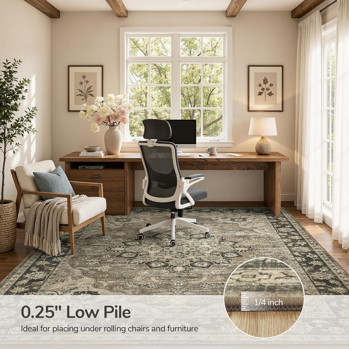 Lessymo 8x10 Washable Area Rug for Living Room Bedroom, Large Non-Slip Rug