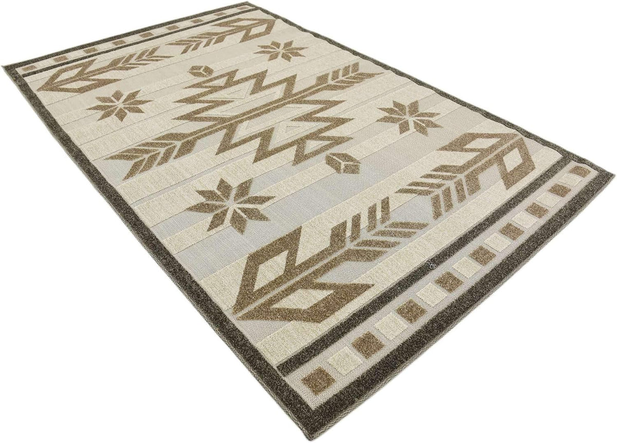 Unique Loom Outdoor Modern Collection Area Rug - Albuquerque (5' x 8' Rectangle, Beige/ Brown)
