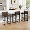 Bar Stools Set of 3, Modern Counter Height Bar Stools, Brown